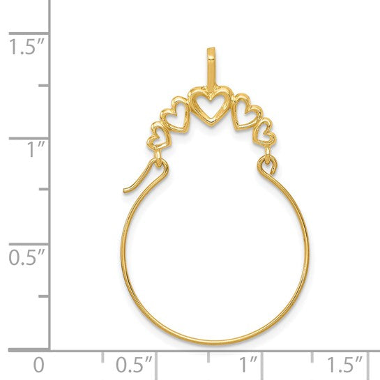 10k Yellow OR White Gold Polished Hearts Charm Holder