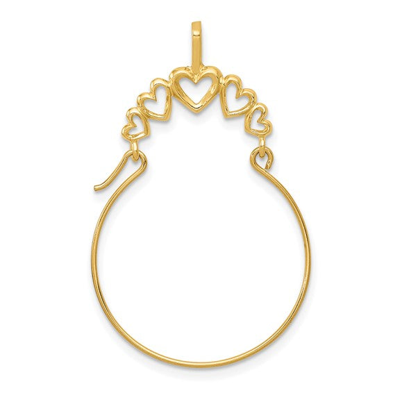 10k Yellow OR White Gold Polished Hearts Charm Holder