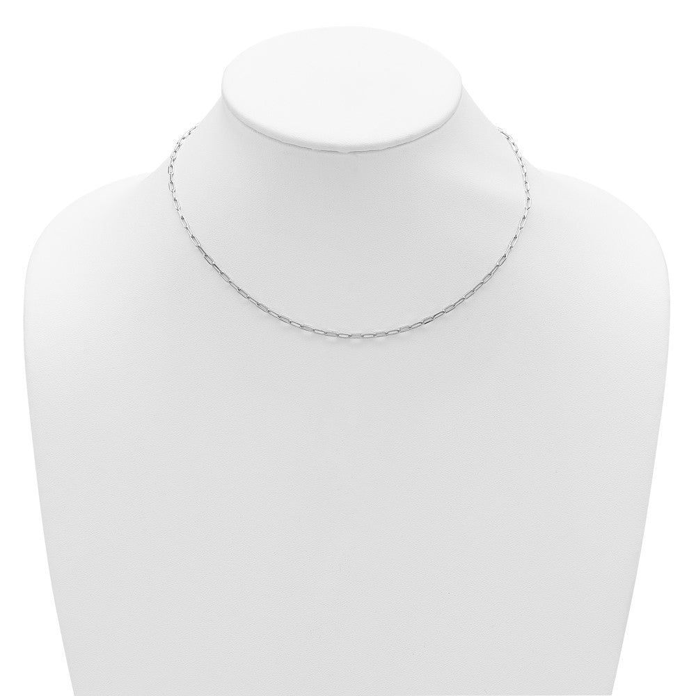 925 Sterling Silver RH-plt 2.3mm Paperclip 1in+1in Adjustable Chain, 18 in Length