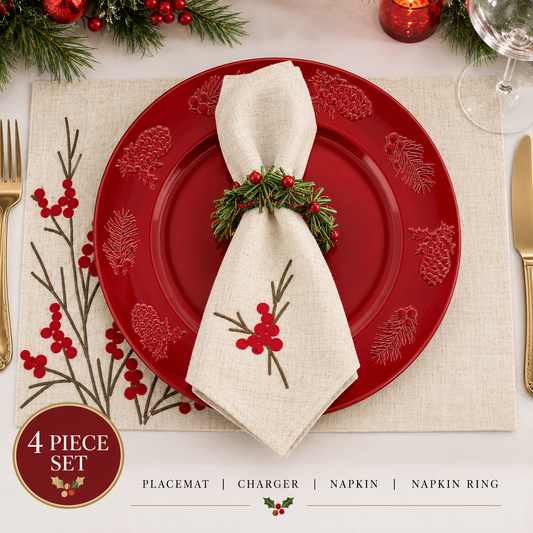 Curated Christmas Table Setting – The Holly Jolly Bundle (4 Place Settings)