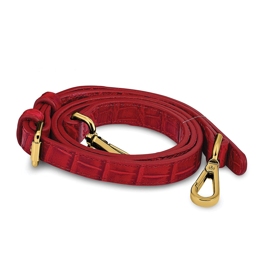 Luxury Giftware by Jere Top Grain Leather Croc Texture RFID Blocking Red Zip-Top Clutch Purse with Detachable Wrist and Crossbody Straps