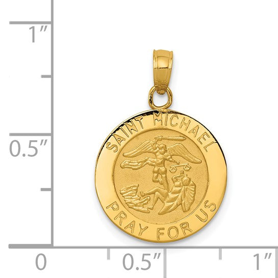 14k Yellow Gold Saint Michael Medal Pendant with 18" Chain