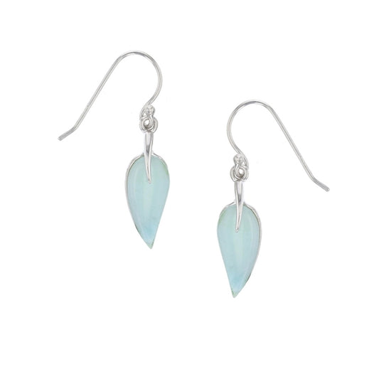 925 Sterling  Silver Leaf Larimar Earrings French Wire 3.04 gm