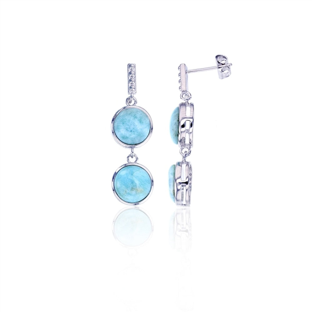 925 Sterling  Silver Larimar Earrings Post Back Closure 4.8 gm