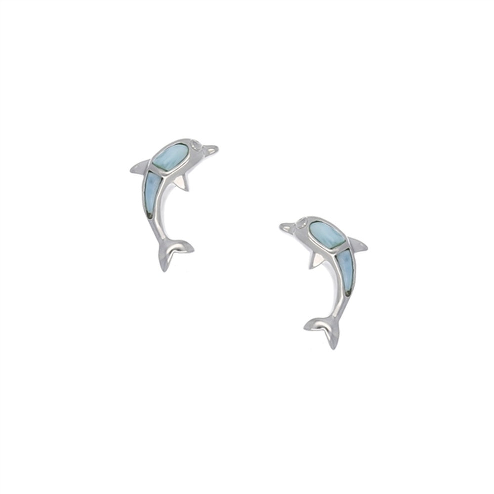 925 Sterling  Silver Larimar Crab Stud Earrings Post Back Closure 2.4 gm