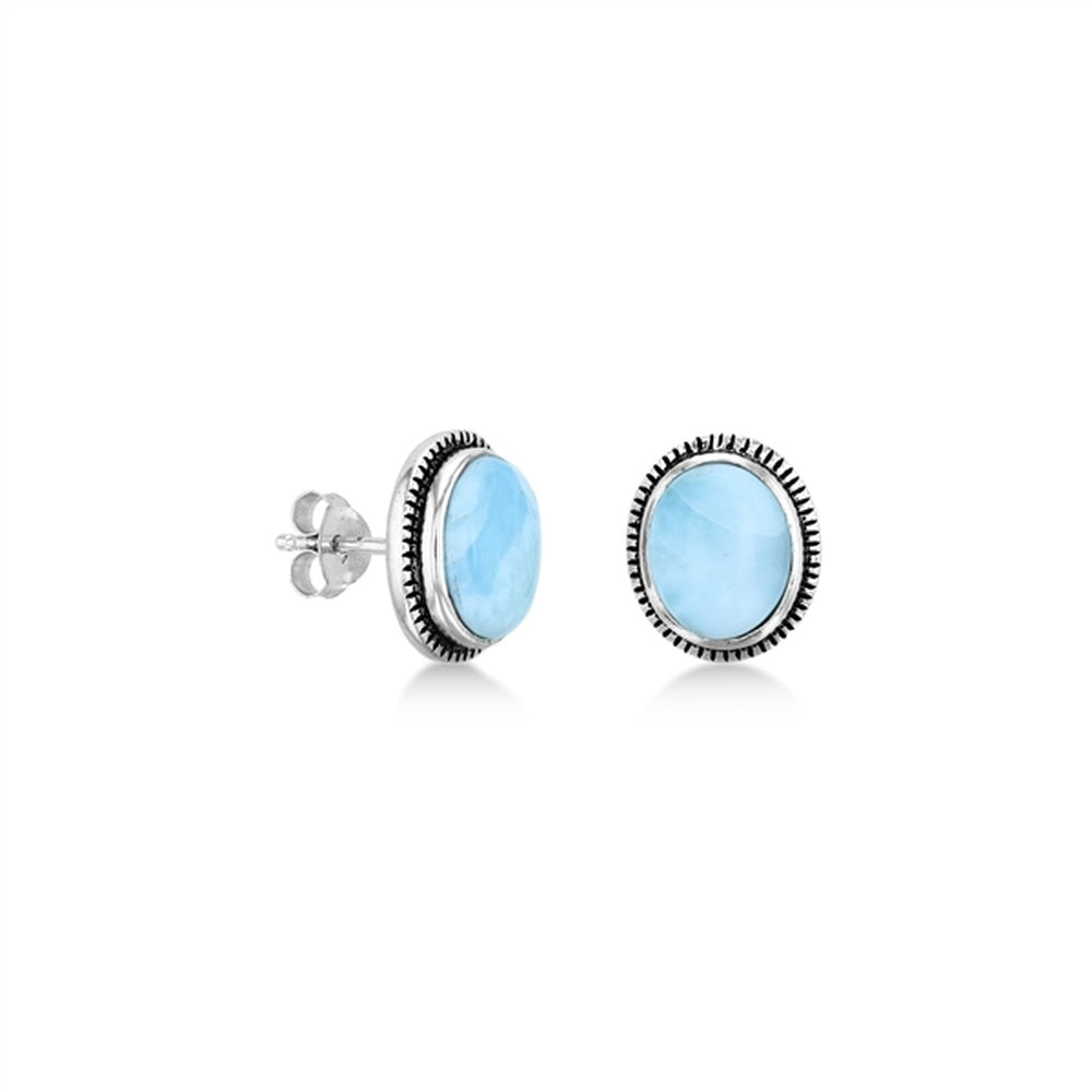 925 Sterling  Silver Dolphin Larimar Post Earrings Post Back Closure 3.6 gm
