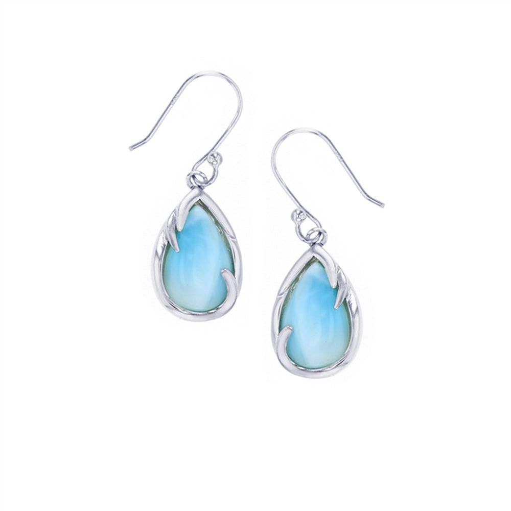 925 Sterling  Silver Larimar Oval Post Earrings Post Back Closure 3.33 gm