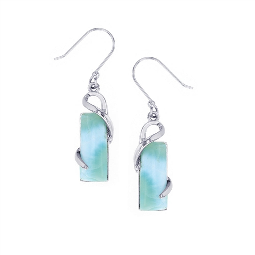 925 Sterling  Silver 15x11mm Oval Larimar Earrings French Wire 7.55 gm
