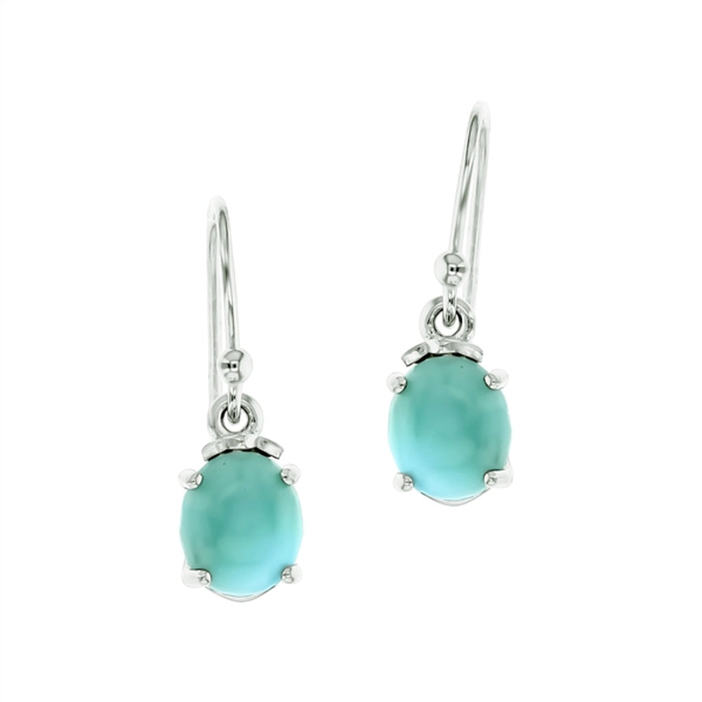 925 Sterling  Silver Larimar Oval Shape w Round Bezel Aqua CZ Swirl Earrings