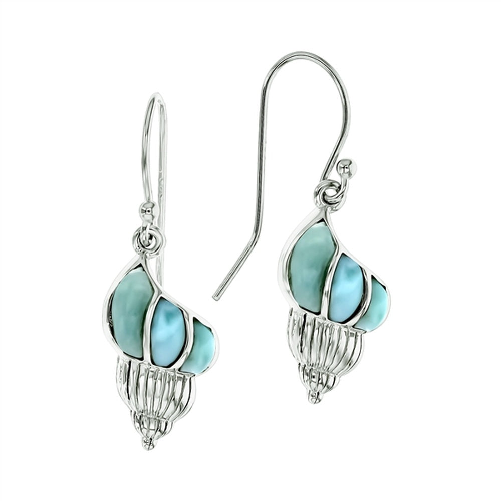 925 Sterling  Silver Larimar Turtle w Round Dangling Earrings Post Back