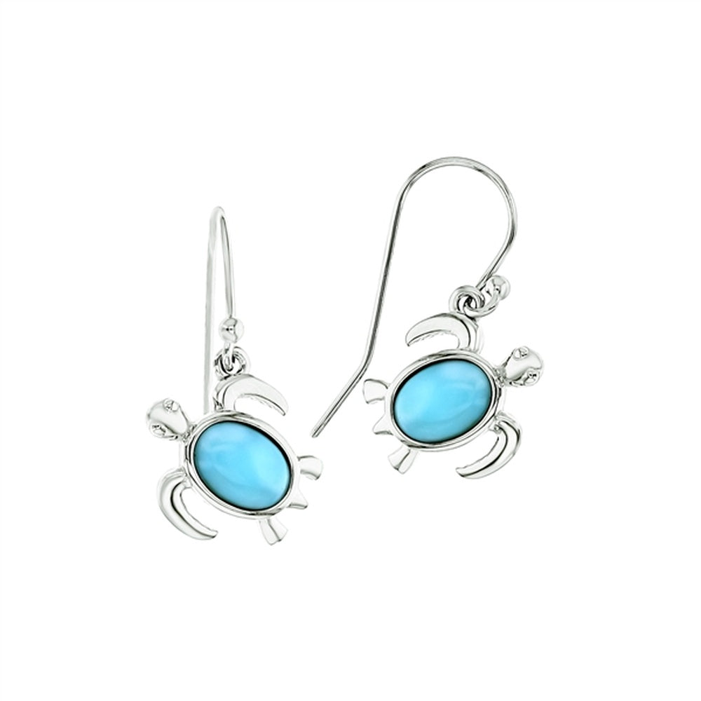 925 Sterling  Silver Larimar Seashell Earrings French Wire 3.65 gm