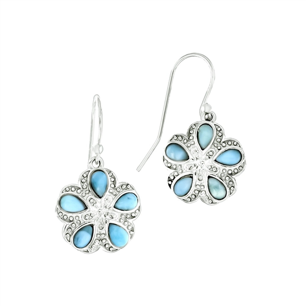 925 Sterling  Silver Larimar Turtle Earrings French Wire 3.17 gm