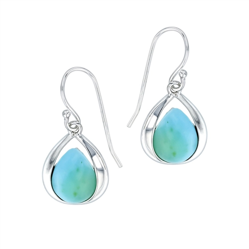 925 Sterling  Silver Larimar Dolphin Family Earrings French Wire 3.8 gm