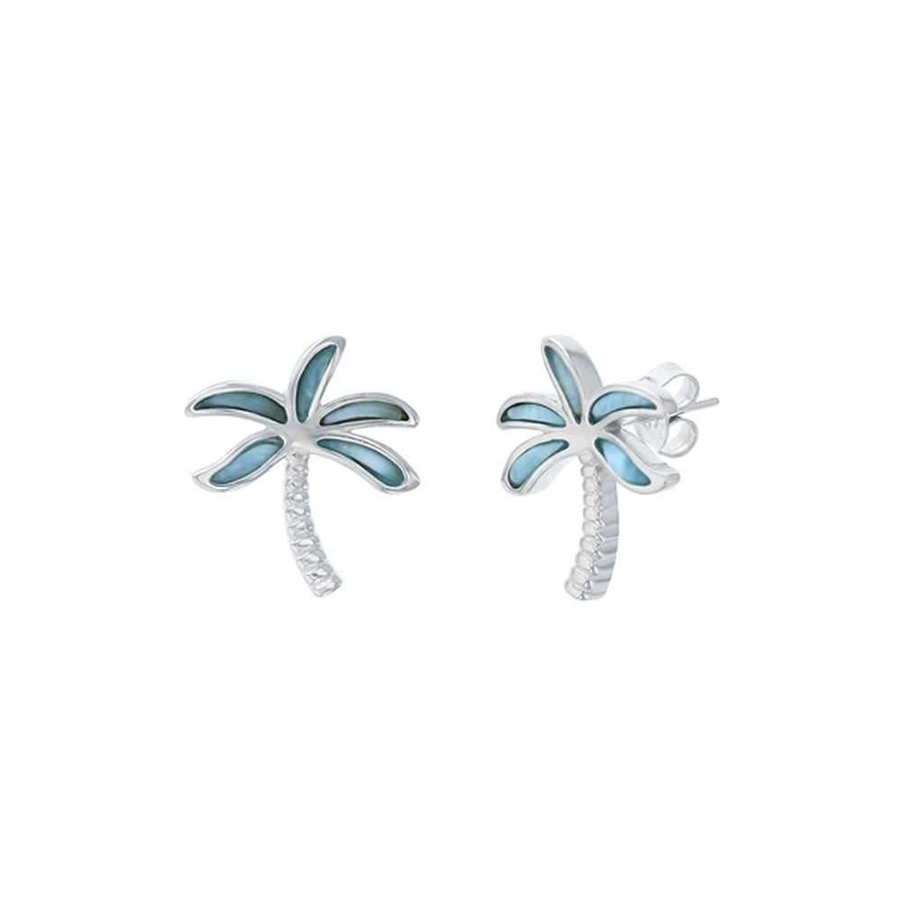 925 Sterling  Silver Larimar Round Dome Filigree Earrings Post Back Closure