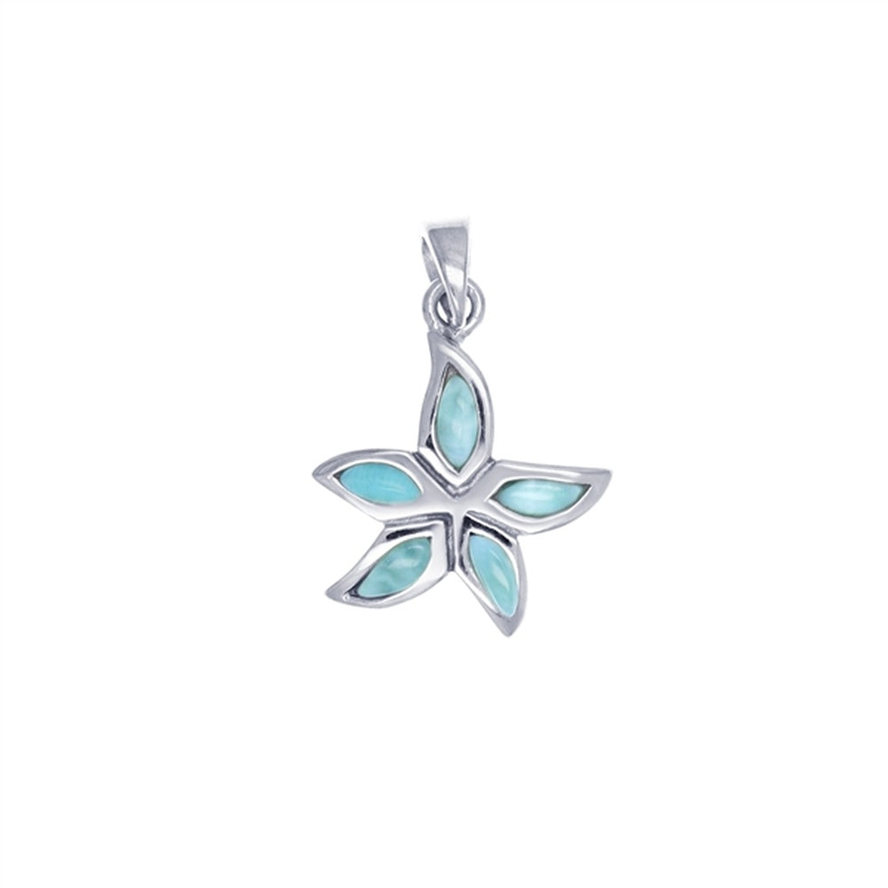 925 Sterling  Silver Larimar Small Hamsa Hand Pendant  2.9 gm