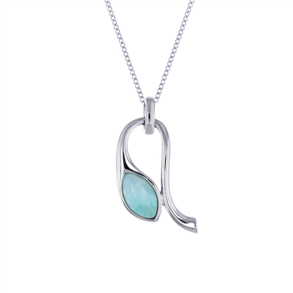 925 Sterling  Silver Larimar Oval Shape Pendant  3.5 gm