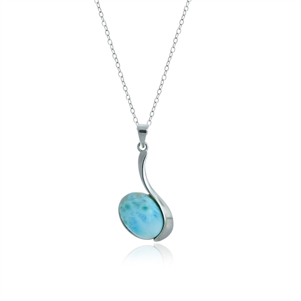925 Sterling  Silver Circle Larimar Bubbles Pendant  4.2 gm