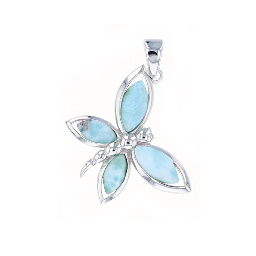 925 Sterling  Silver Rectangular Larimar Swirl Pendant  3.5 gm