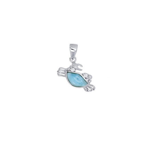 925 Sterling  Silver Larimar Crab Pendant  3 gm