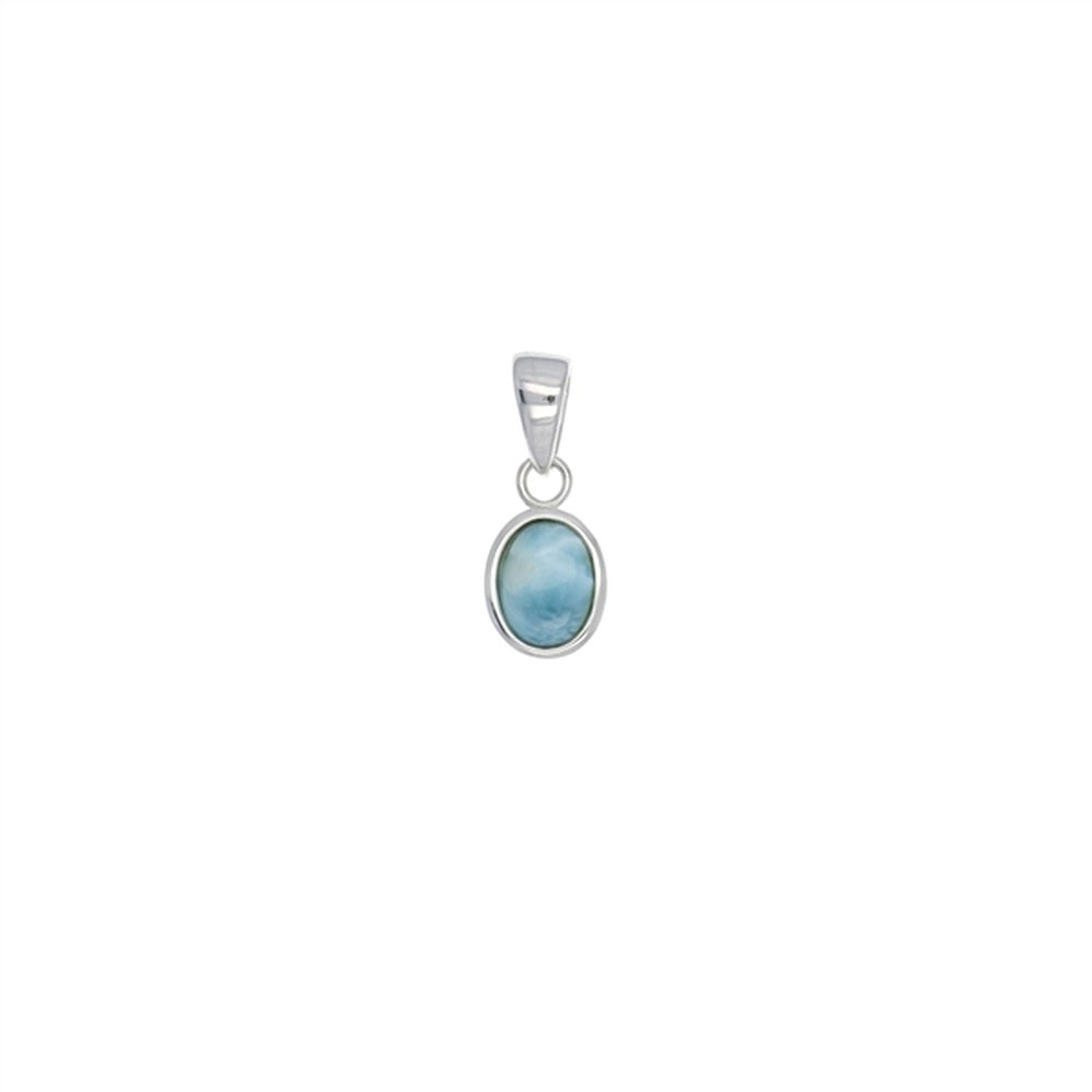 925 Sterling  Silver Round Larimar Twist Open Frame Pendant  5.2 gm