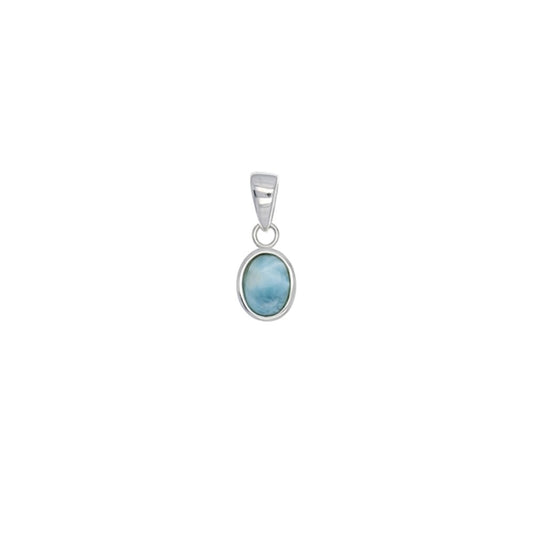 925 Sterling  Silver 10x8mm Oval Larimar Pendant  2.41 gm