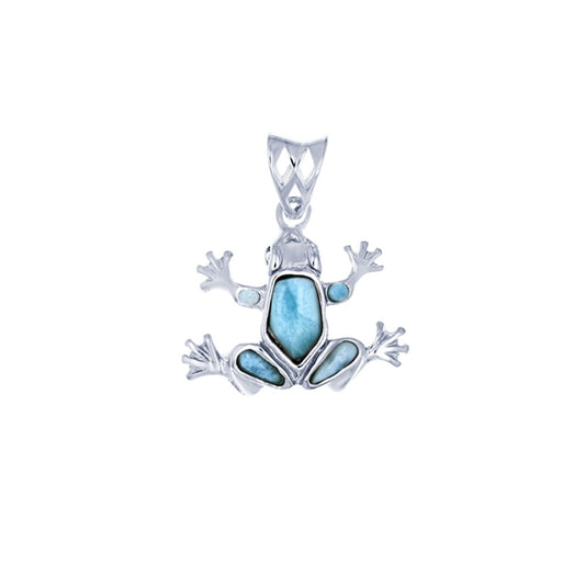 925 Sterling  Silver Larimar Frog Pendant  3.82 gm