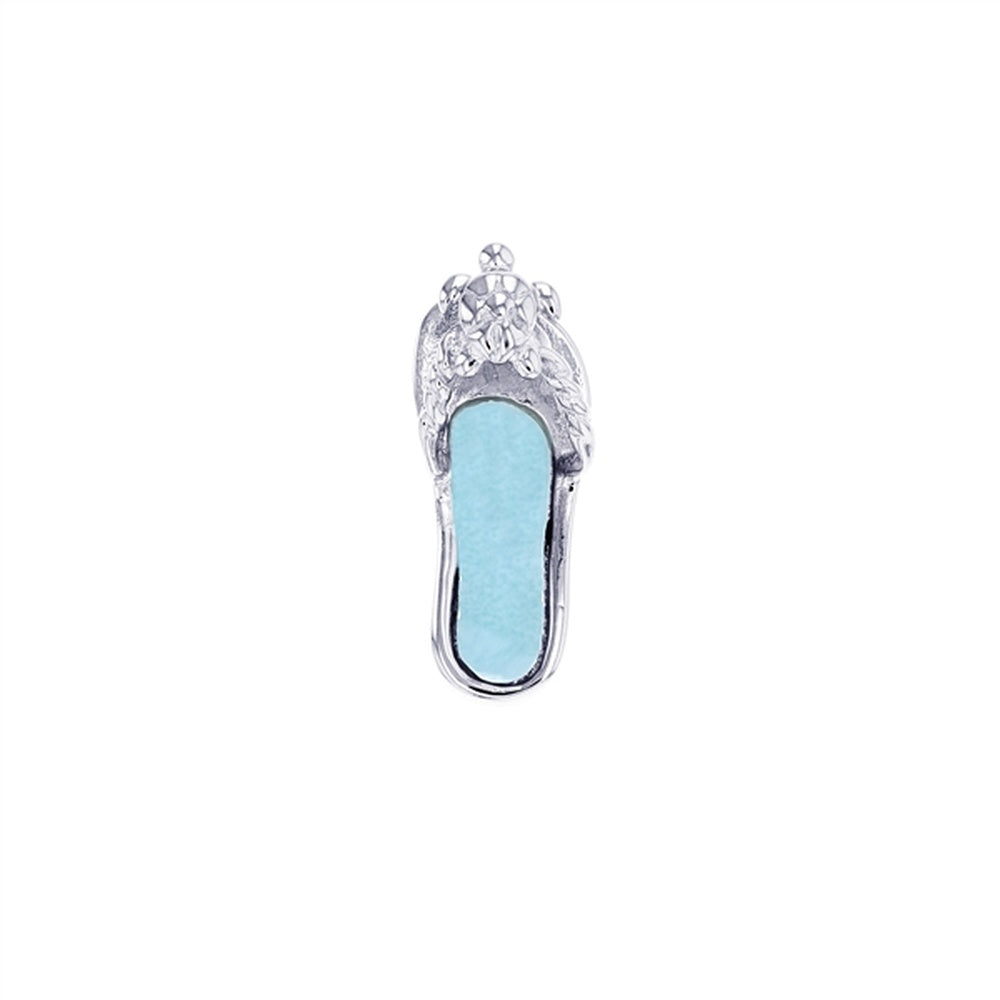 925 Sterling  Silver 10mm Round Larimar Pendant  1.65 gm