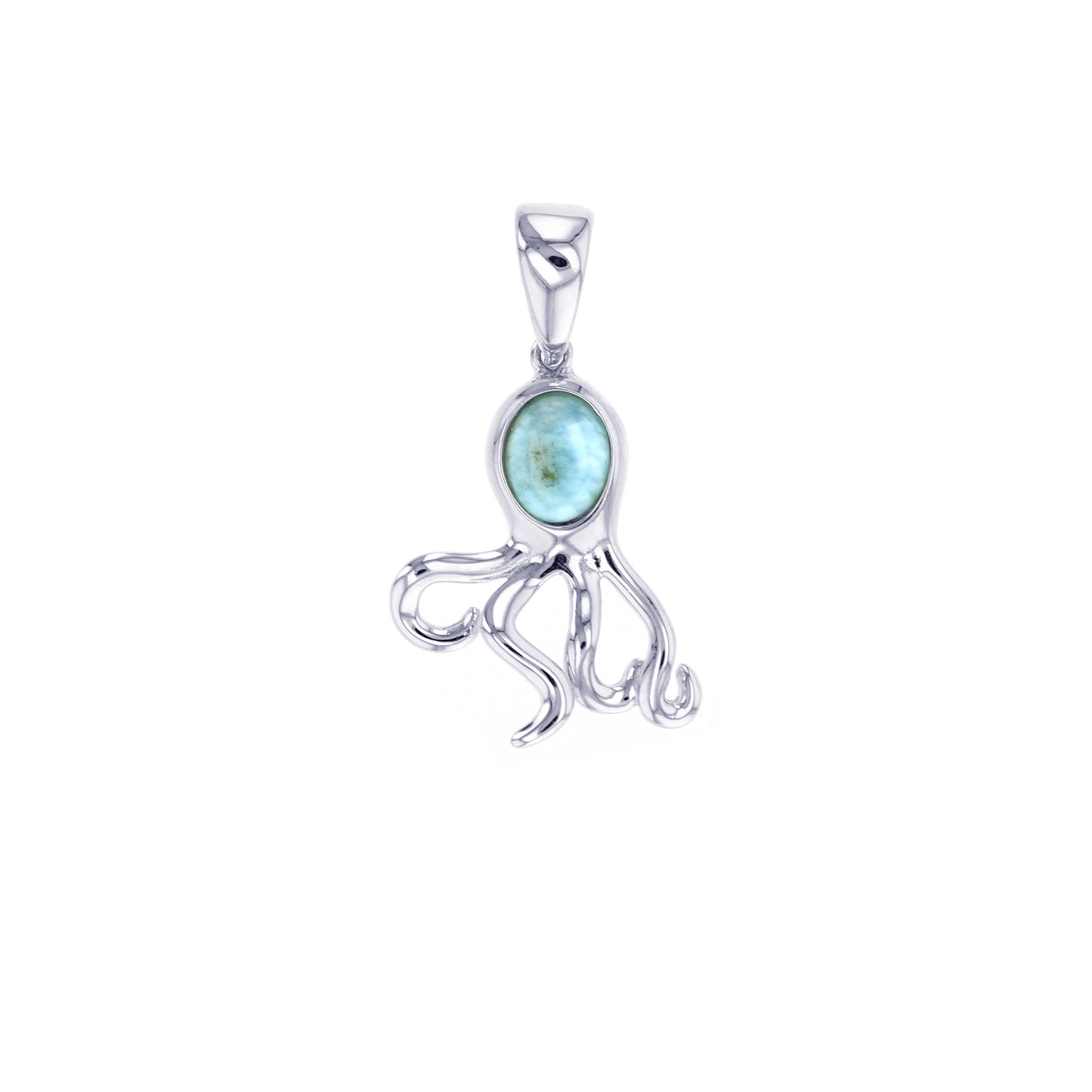 925 Sterling  Silver Freeform Larimar w Spiral Pendant  3.48 gm