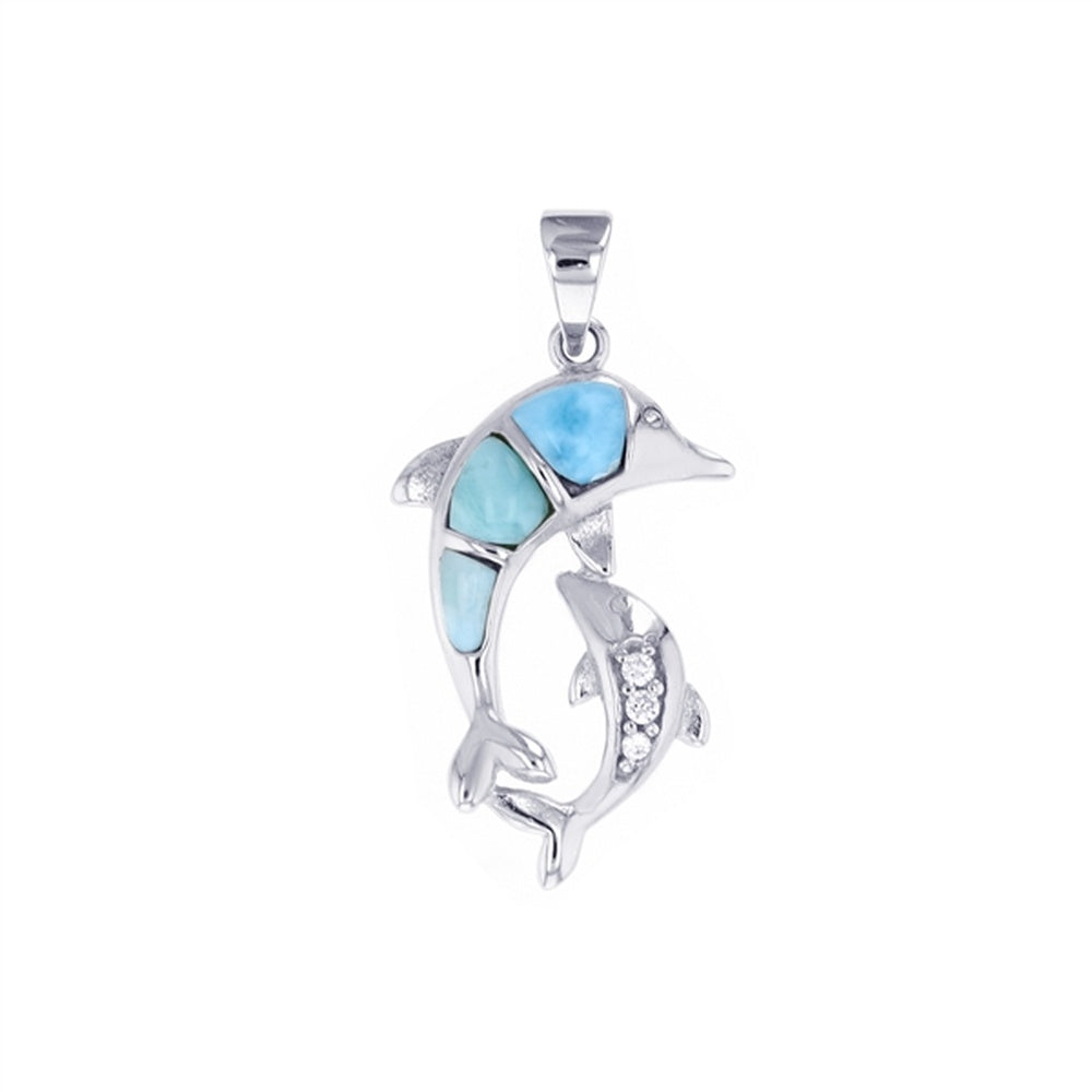 925 Sterling  Silver Larimar Dog Paw Pendant  4.8 gm