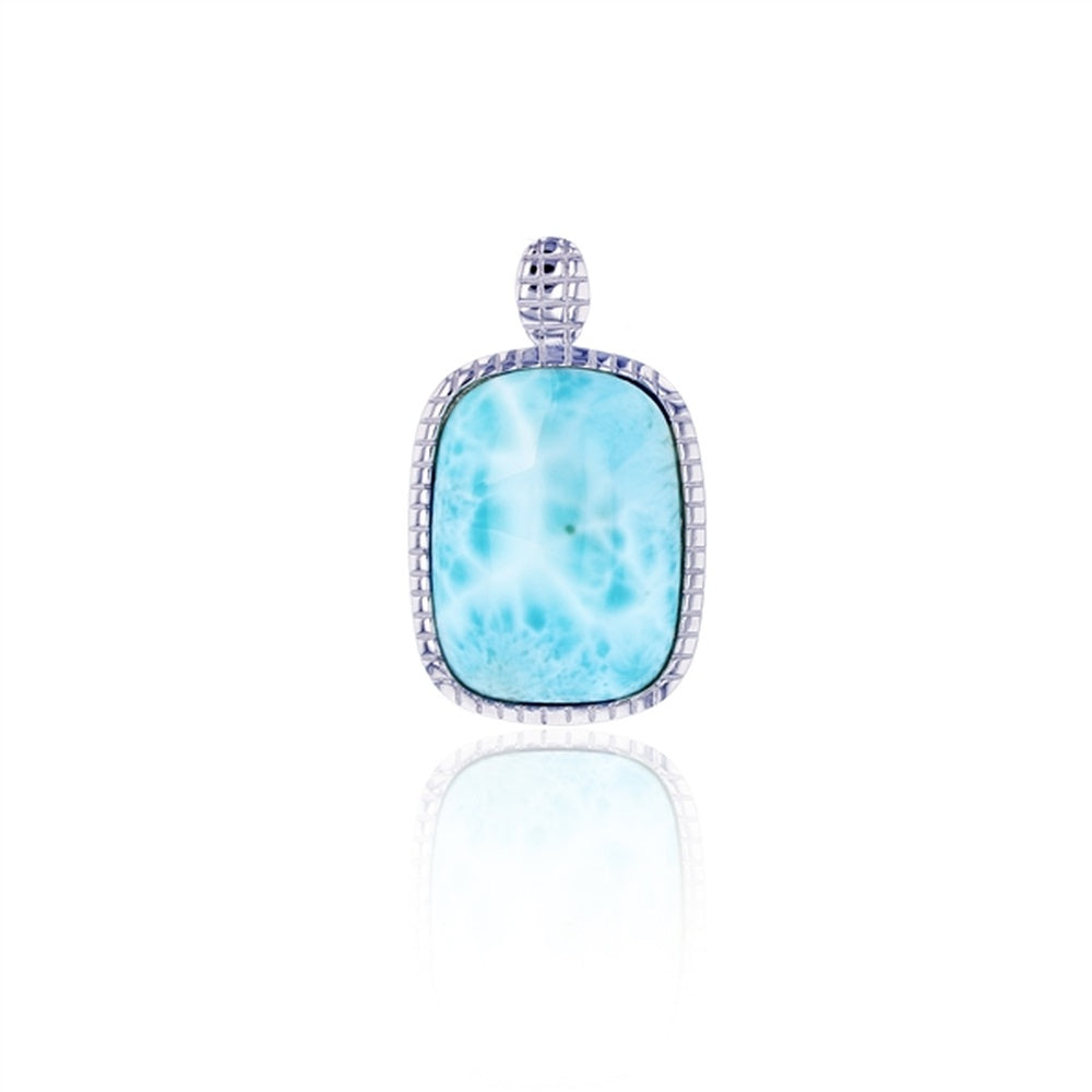 925 Sterling  Silver Larimar Double Dolphin CZ Pendant  5.2 gm