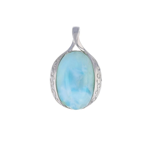 925 Sterling  Silver Oval Larimar Pendant  5.7 gm