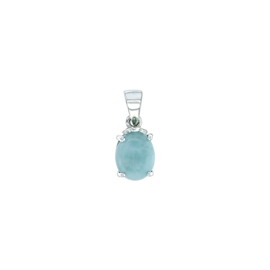 925 Sterling  Silver Larimar Oval 8x10mm Pendant  1.35 gm