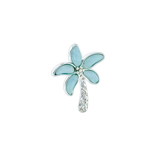 925 Sterling  Silver Larimar Palm Tree Scroll Design Pendant  2.86 gm