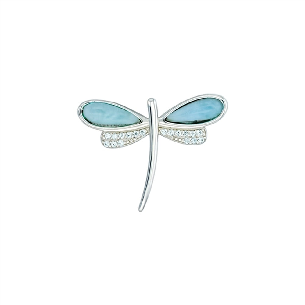 925 Sterling  Silver Larimar Floral Cross CZ Pendant  2.93 gm