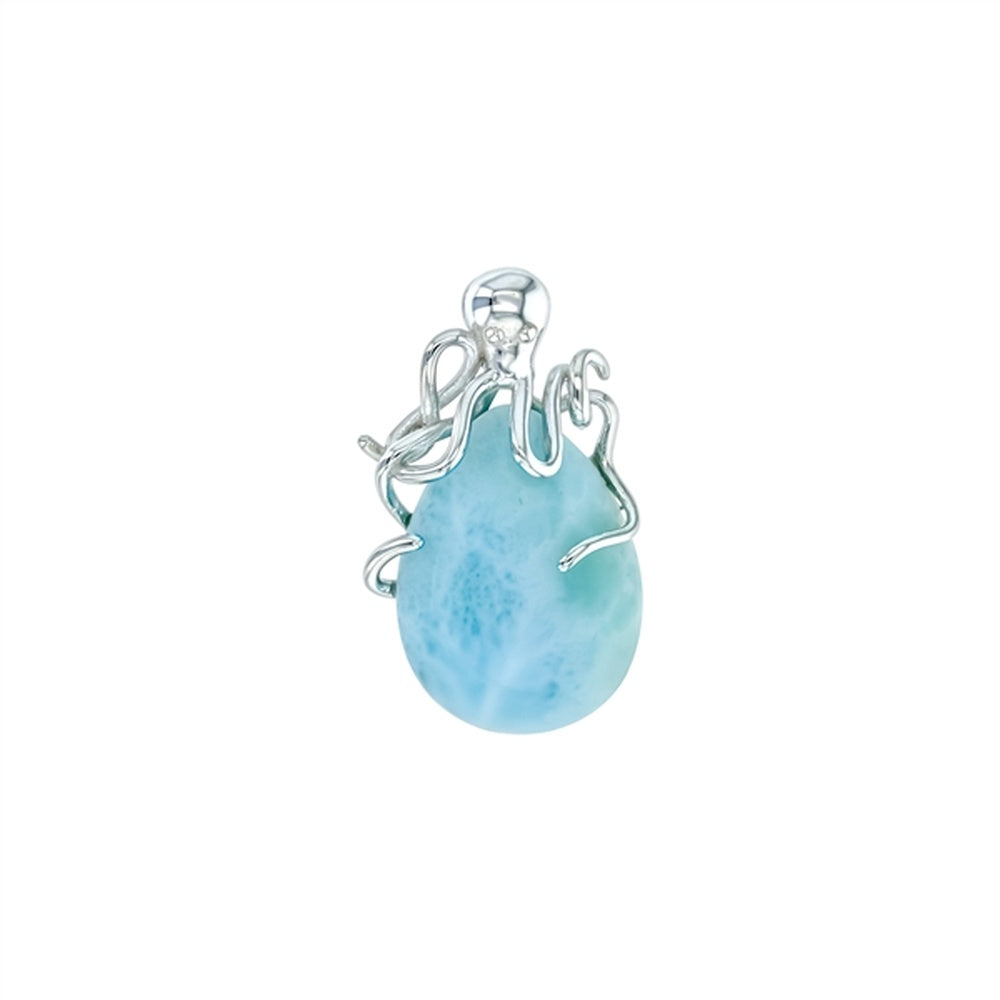 925 Sterling  Silver Larimar Pear Shape Turtle Pendant  1.77 gm