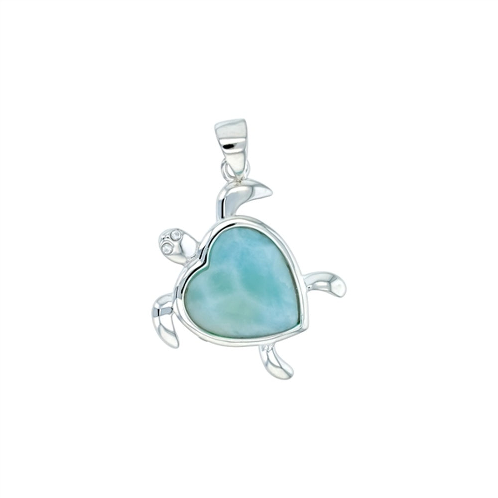 925 Sterling  Silver Larimar Oval Shape Textured Swirl Octopus Pendant  3.49 gm