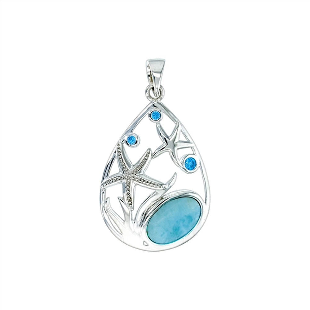 925 Sterling  Silver Larimar Oval Shape Textured Octopus Pendant  2.49 gm