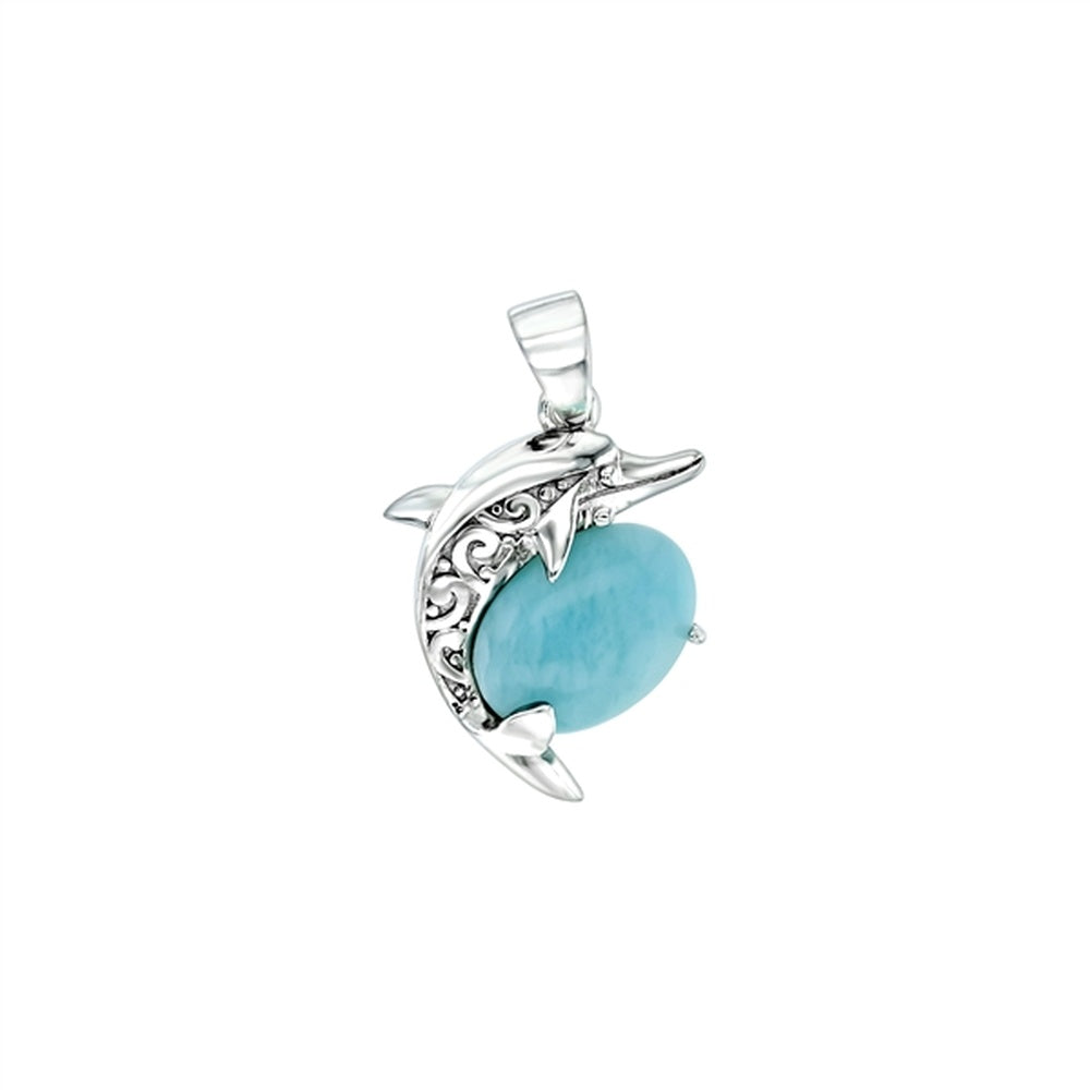 925 Sterling  Silver Larimar Round Shape Starfish Pendant  1.9 gm