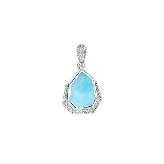 925 Sterling  Silver Larimar Abstract Pendant  2.2 gm
