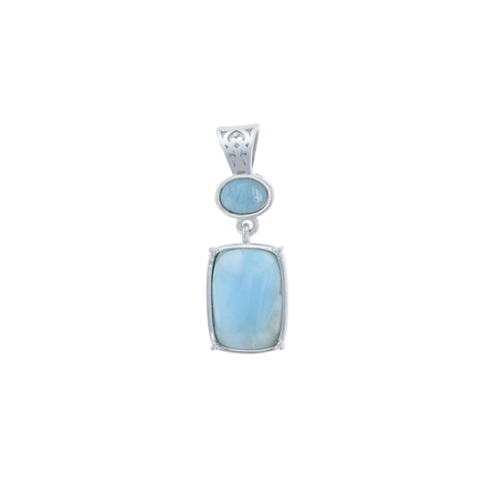 925 Sterling  Silver Larimar Abstract Pendant  3 gm