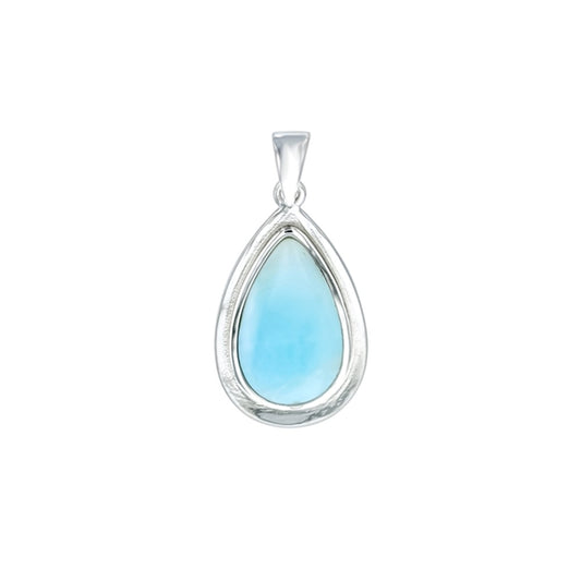 925 Sterling  Silver Larimar Outlined Teardrop Pendant  2.5 gm