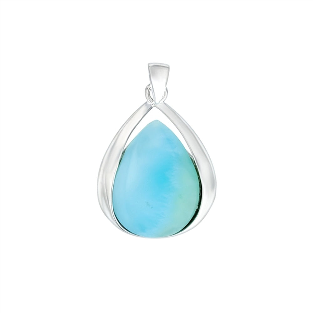 925 Sterling  Silver Larimar Outlined Teardrop Pendant  2.5 gm