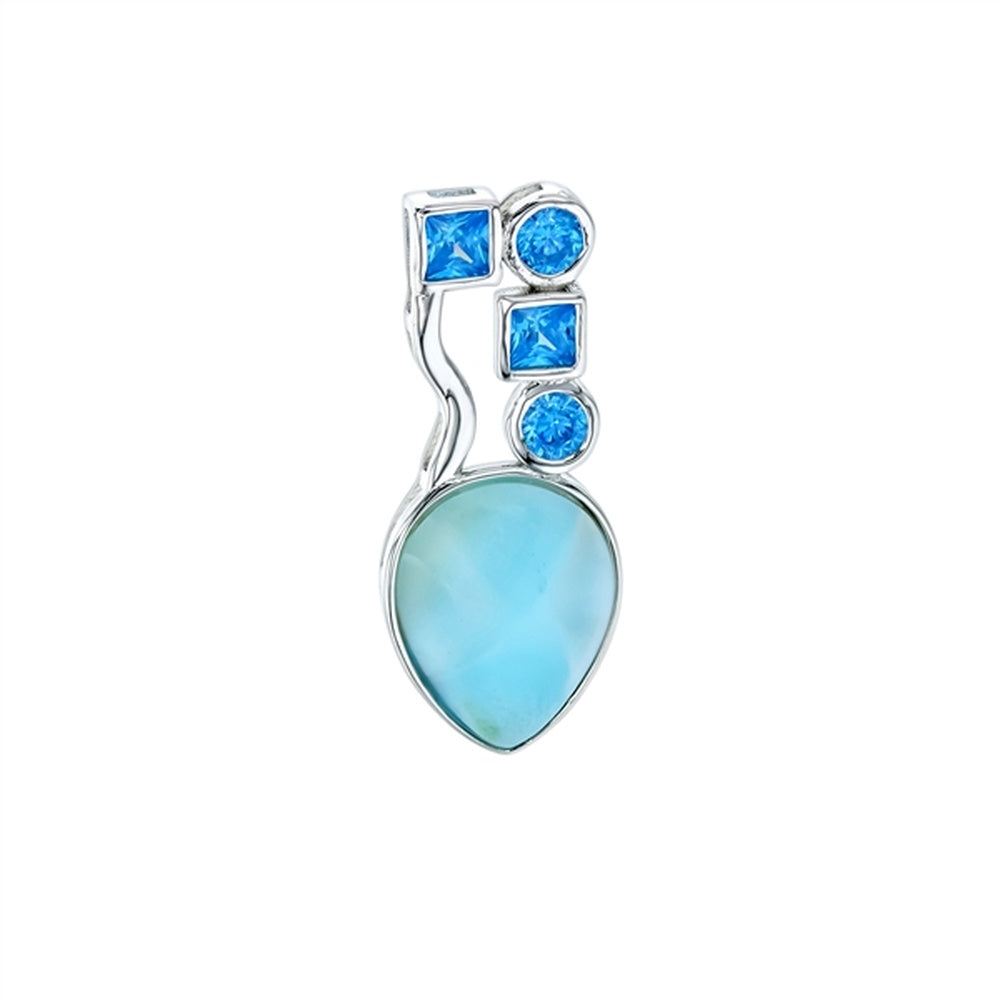 925 Sterling  Silver Larimar Marquise Bud Pendant  3.2 gm
