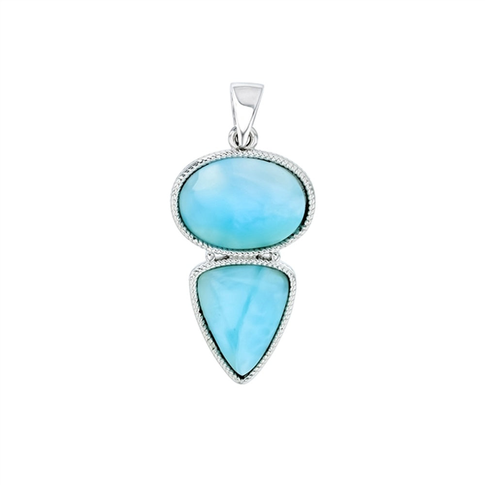 925 Sterling  Silver Larimar Palm Tree in Oval Frame Pendant  5 gm