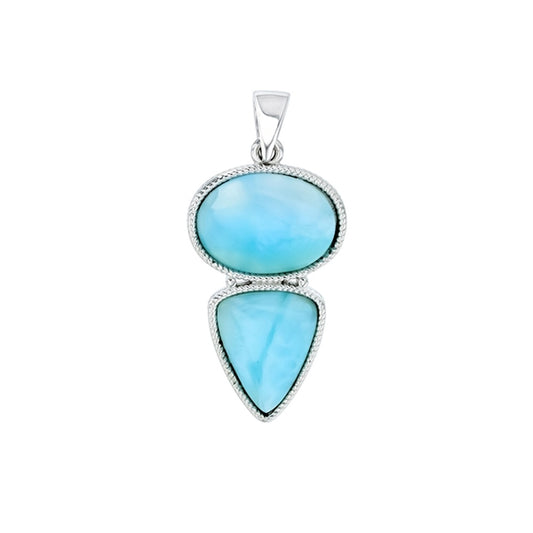 925 Sterling  Silver Larimar Multi Shapes w Rope Border Pendant  3.5 gm