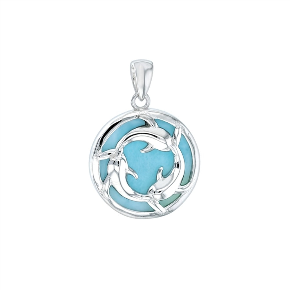 925 Sterling  Silver Larimar Starfish in Circle Pendant  3.99 gm
