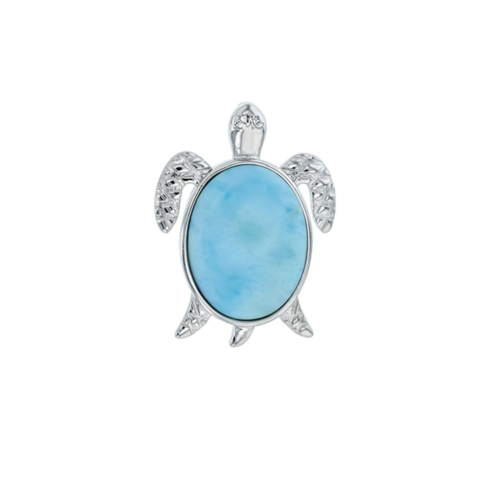 925 Sterling  Silver Larimar White Opal Wave in Circle Pendant  3.85 gm