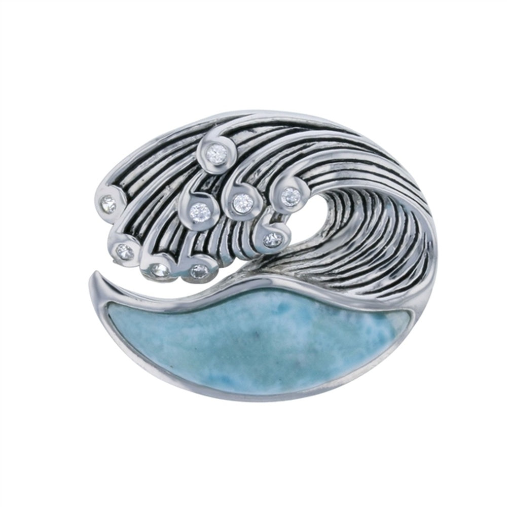 925 Sterling  Silver Larimar Elephant w Trunk Up Pendant  4.6 gm