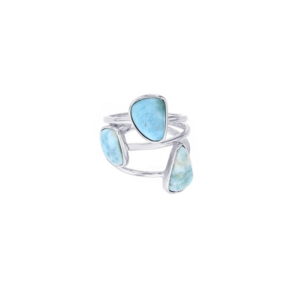 925 Sterling  Silver Larimar Square Shape Band Ring  5 gm