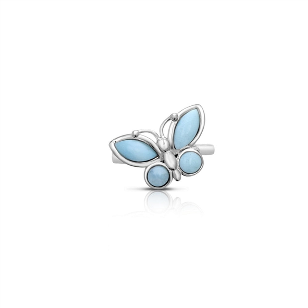925 Sterling  Silver 3 Larimar Stones Ring  5.1 gm